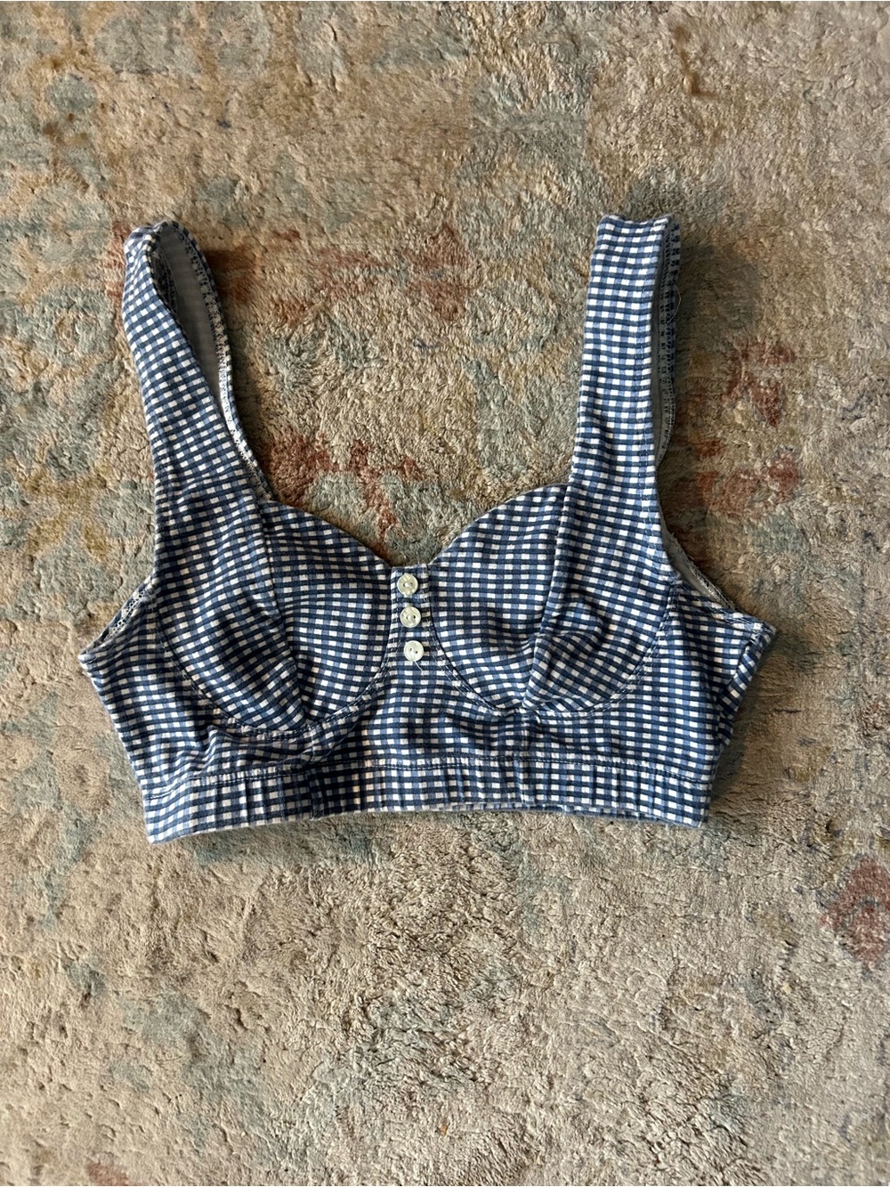Cherokee Navy and White Gingham Crop Bralette
